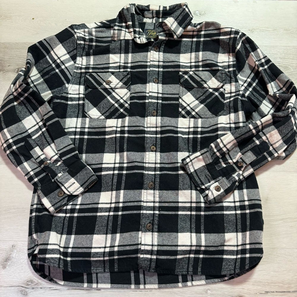 Jachs Black and White Plaid Heritage Flannel Long Sleeve , Size Large